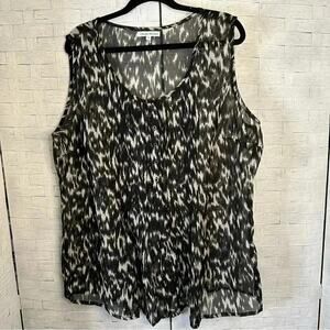 Claudia Richard sheer, sleeveless, top animal, print, excellent condition size2X